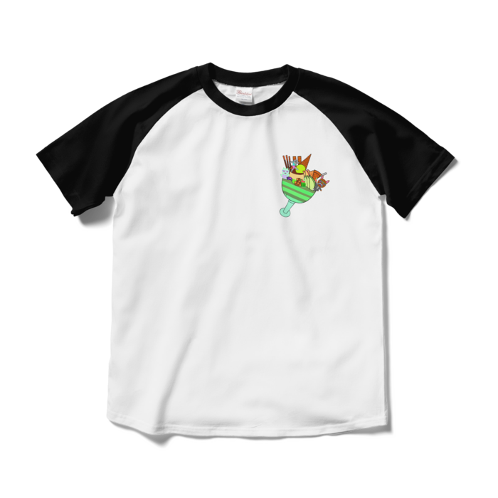ラグランTシャツ - M - ホワイト×ブラック
