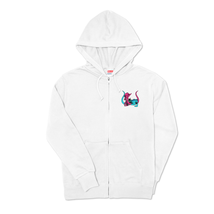 ジップパーカー - S - 左胸（ホワイト）