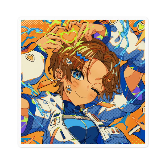 ステッカー（ウインク）- 100 x 100 (mm)