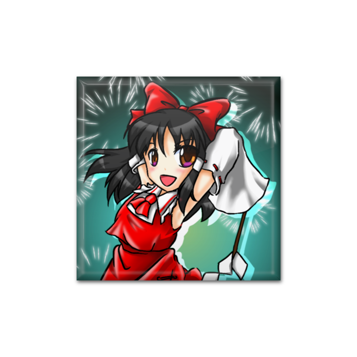 霊夢缶バッジ - 四角形40mm