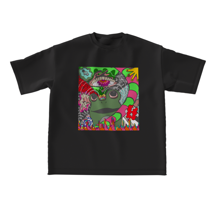 ビッグシルエットTシャツ(黒) - L - 正面