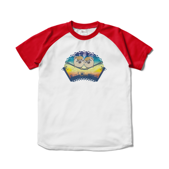 ラグランTシャツ - S - ホワイト×レッド