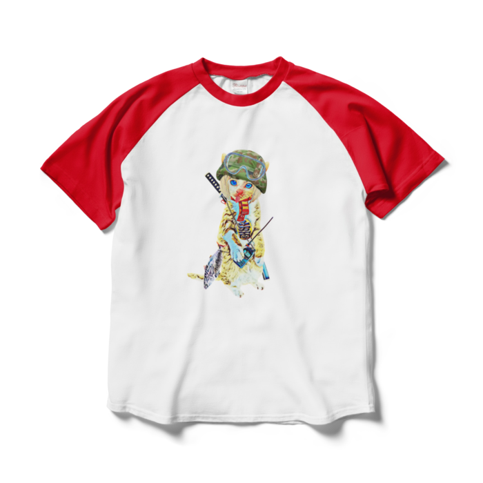 ラグランTシャツ - L - ホワイト×レッド