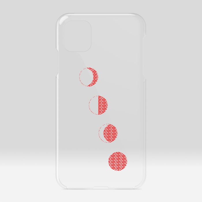 クリアiPhoneケース・文様月・赤：iPhone11
