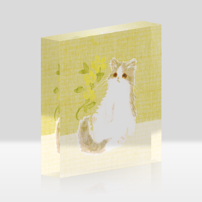 アクリルブロッククリア黄 - 100x100mm