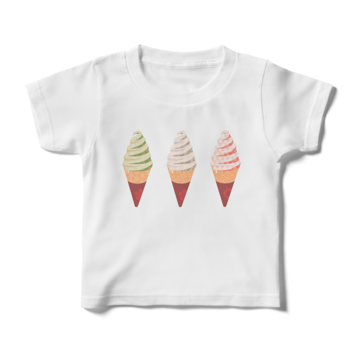 和柄ソフトキッズTシャツ - 100cm - 正面