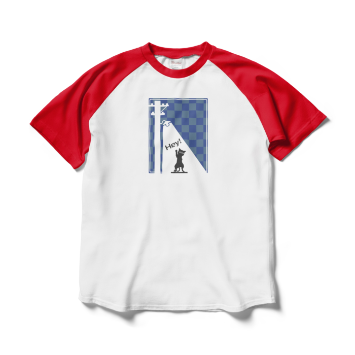 ラグランTシャツ - L - ホワイト×レッド