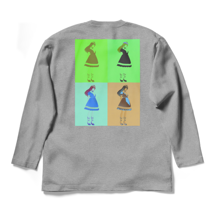 灰ロングスリーブTシャツ - L - (緑模様)