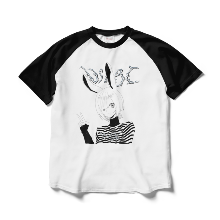 ラグランTシャツ - L - ホワイト×ブラック