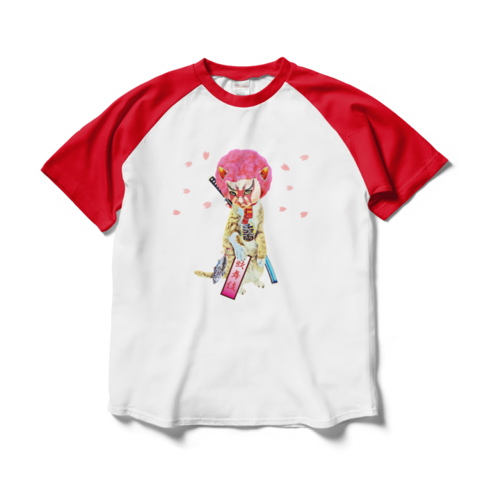 ラグランTシャツ - L - ホワイト×レッド