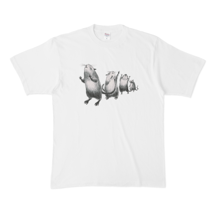 Tシャツ - XL - 白にモノクロ鼠
