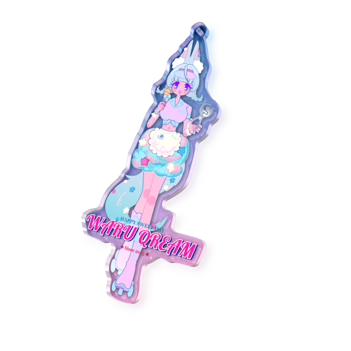 ねこめろんるる_オーロラアクリルキーホルダー - 100 × 100mm