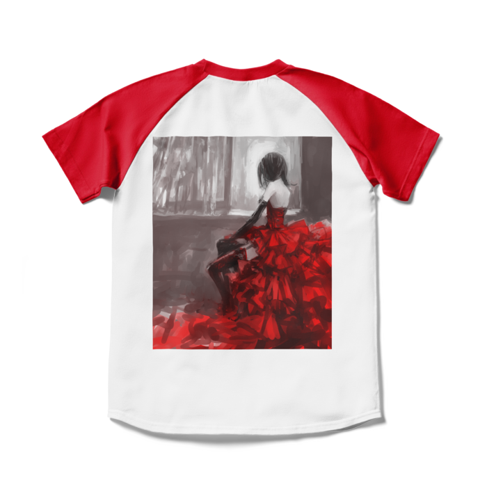 ラグランTシャツ - S - ホワイト×レッド(1)