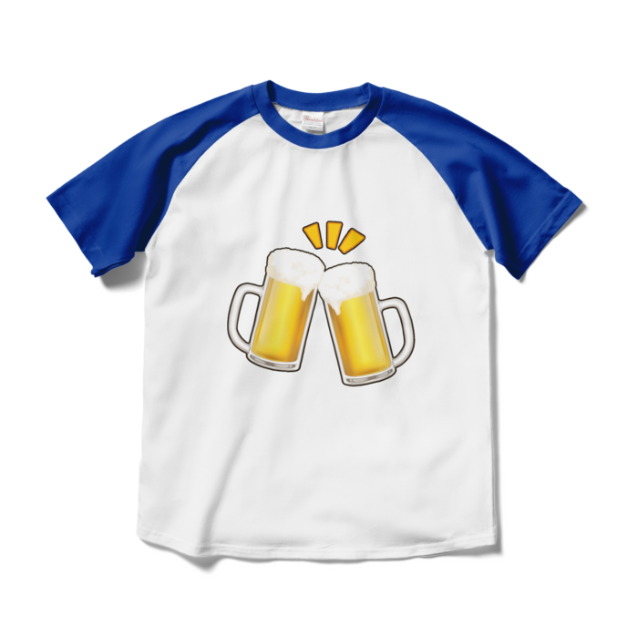 ラグランTシャツ - M - ホワイト×ロイヤルブルー