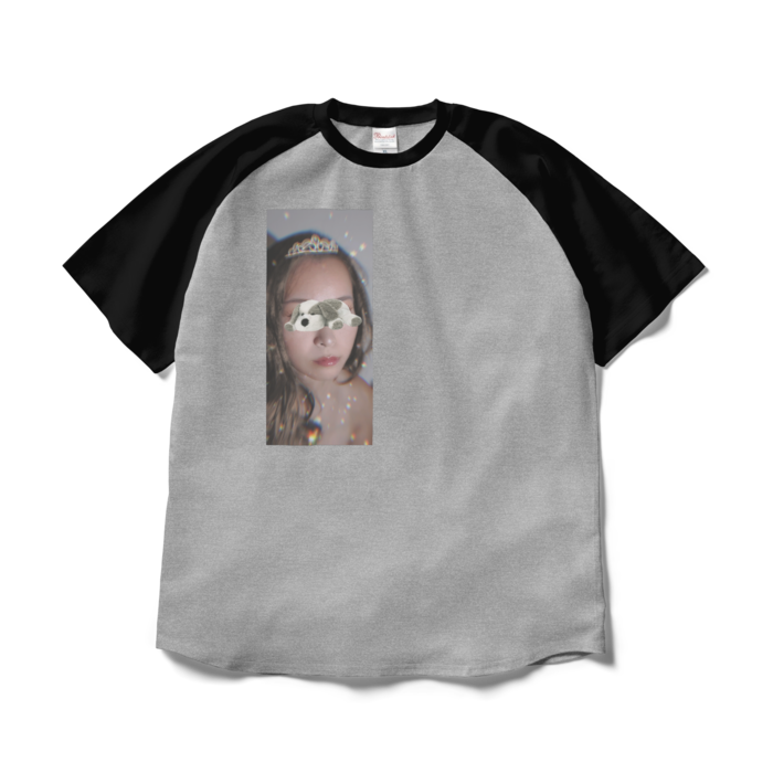 ラグランTシャツ - XL - 杢グレー×ブラック