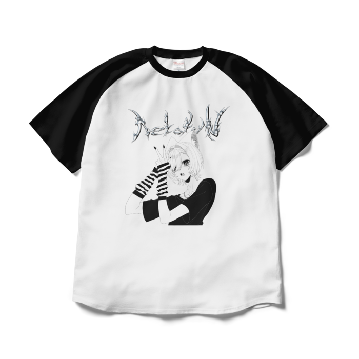 ラグランTシャツ - XL - ホワイト×ブラック