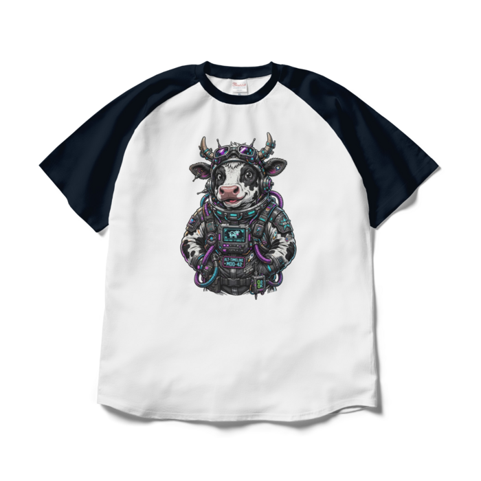 ラグランTシャツ - XL - ホワイト×ネイビー
