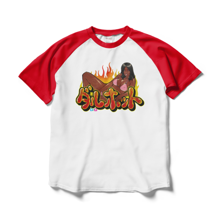 ダルホットラグランTシャツ - L - ホワイト×レッド