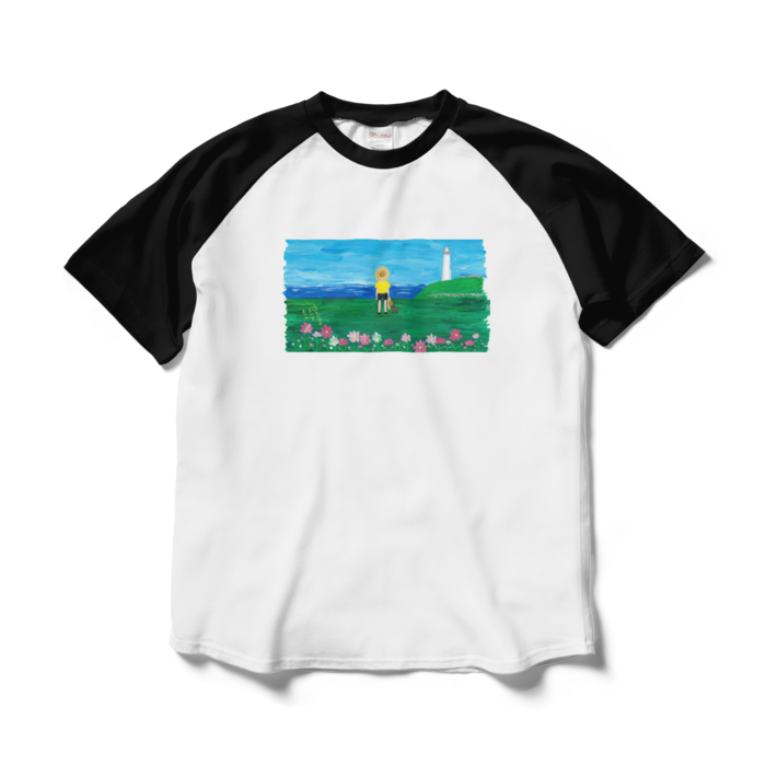 ラグランTシャツ - L - ホワイト×ブラック