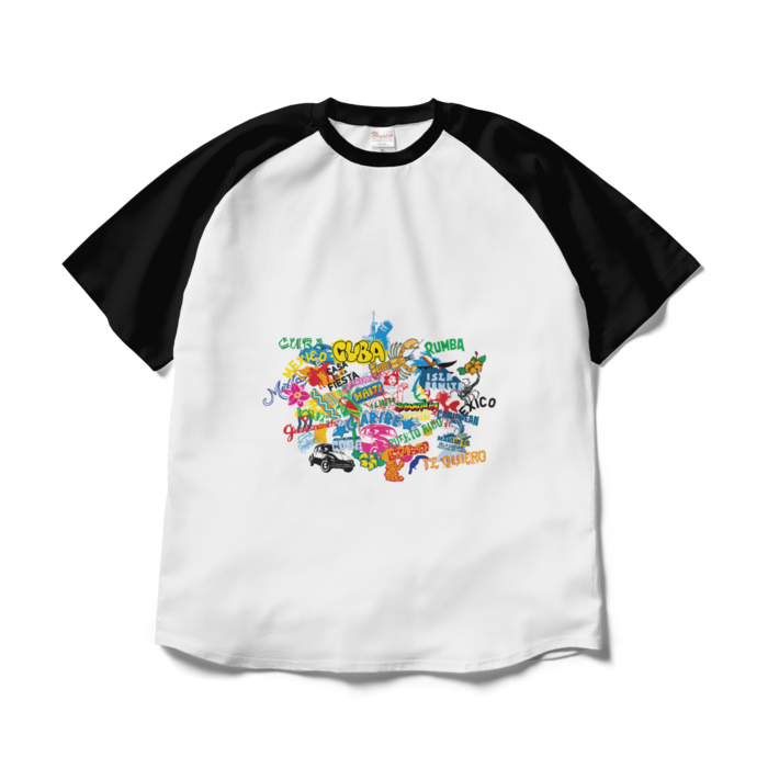 ラグランTシャツ - XL - ホワイト×ブラック