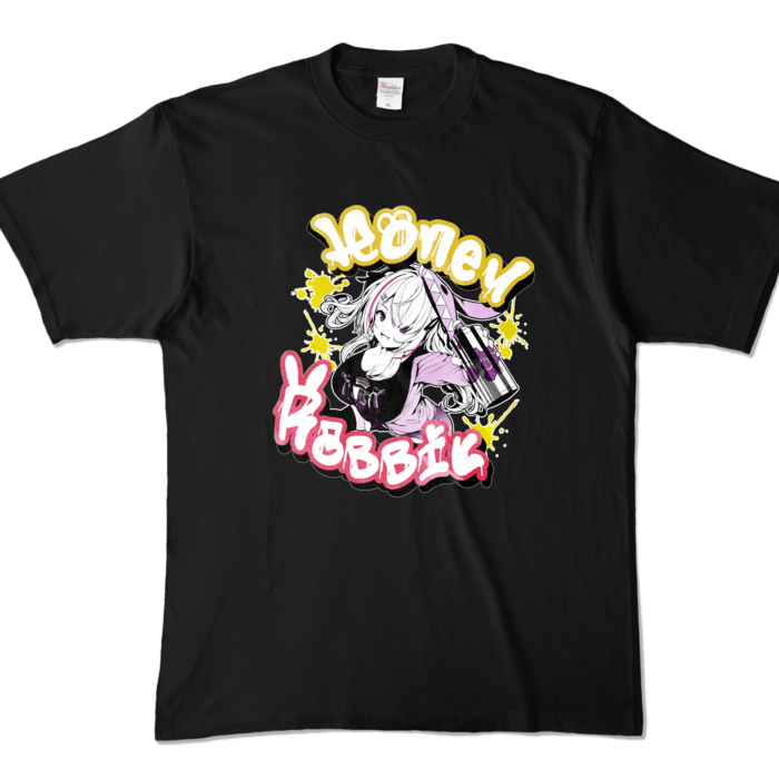 はにーらびっとTシャツ【モノトーンライクver】 - XL - ブラック (濃色)