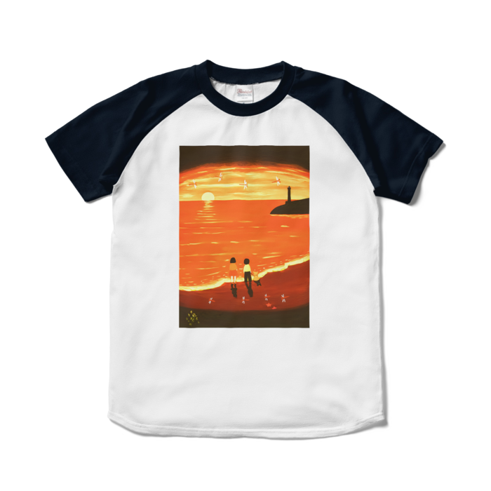 ラグランTシャツ - S - ホワイト×ネイビー