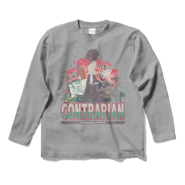 逆張りデザインロングTシャツ - S - グレー