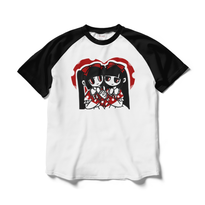 ラグランTシャツ - L - ホワイト×ブラック