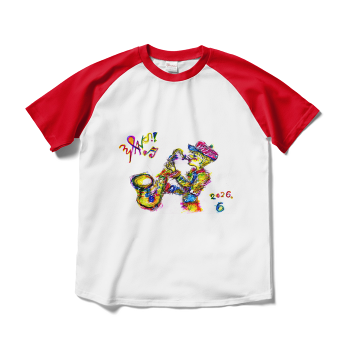 ラグランTシャツ - M - ホワイト×レッド