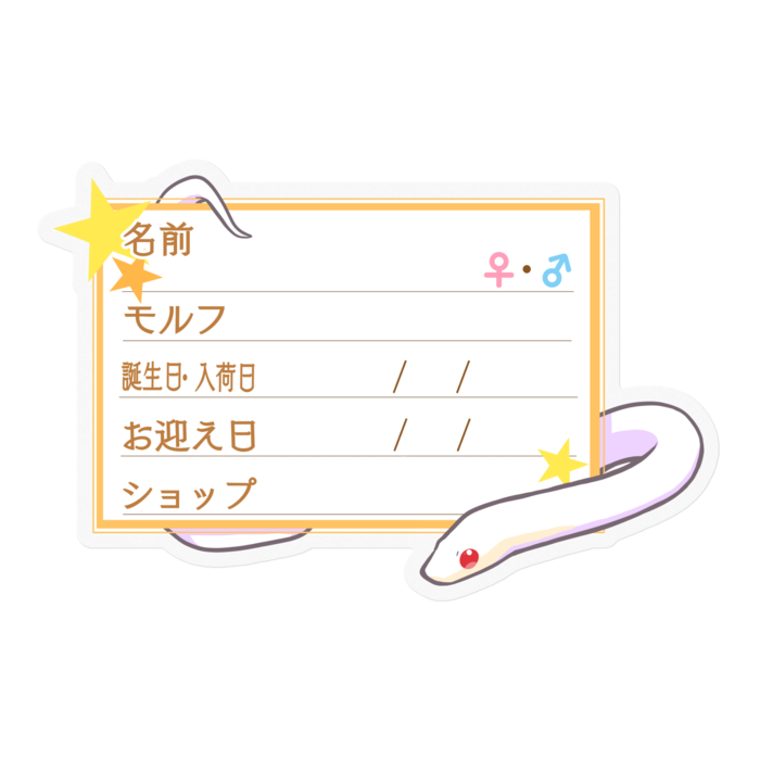 【🐍お名前ステッカー】コーンスネーク(ブリザード)-星