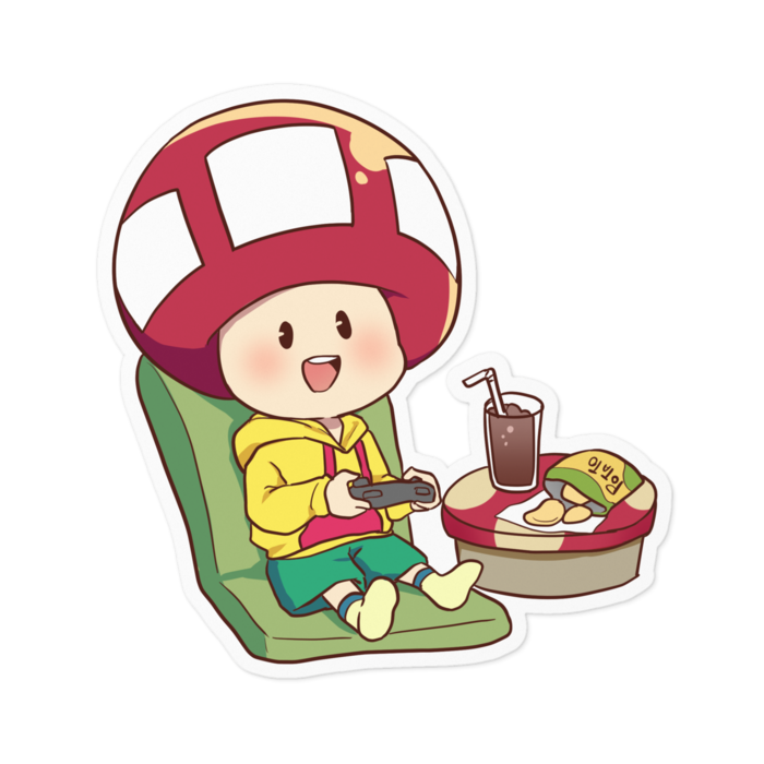 たちばな【ゲーム日和 窓無しver】ステッカー 背景色：ホワイト（100x100mm）