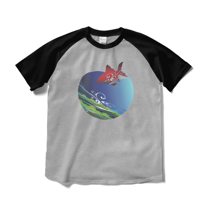 ラグランTシャツ - M - 杢グレー×ブラック