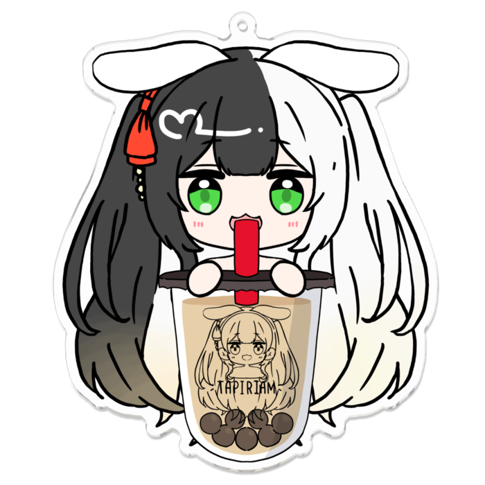 タピオカ飲むアクリルキーホルダー - 100 x 100 (mm)(3)
