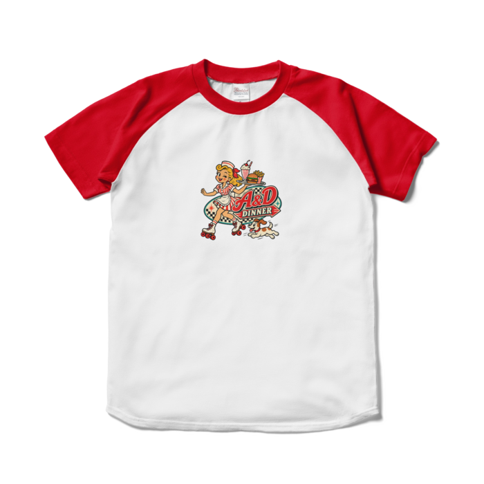 ラグランTシャツ - S - ホワイト×レッド