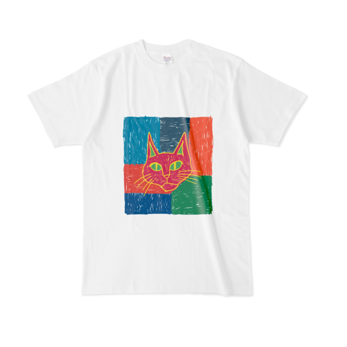 カラフル猫Tシャツ - L - 白