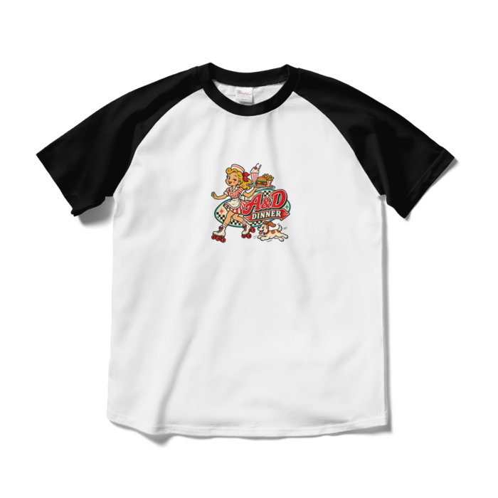 ラグランTシャツ - M - ホワイト×ブラック
