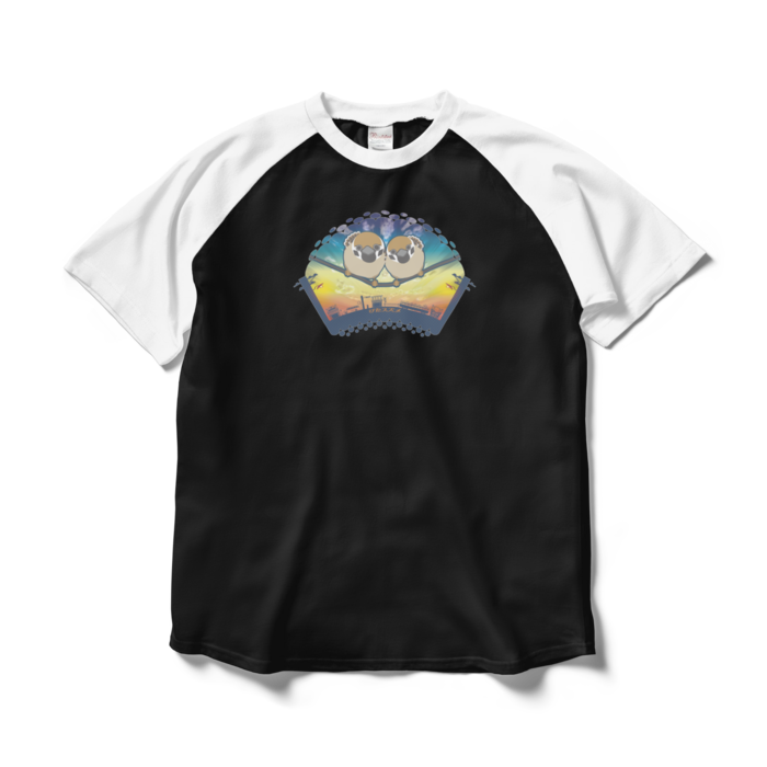 ラグランTシャツ - L - ブラック×ホワイト