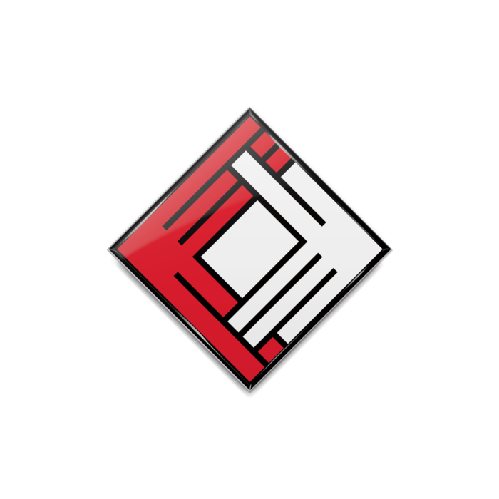 缶バッジ赤×白 - ひし形40mm(3)