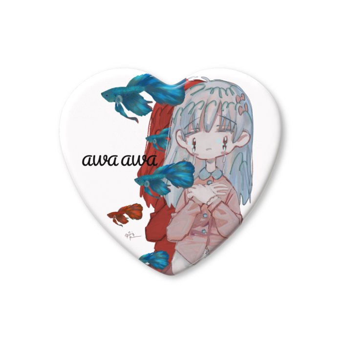 ハート缶バッジ - 57 × 52.5mm