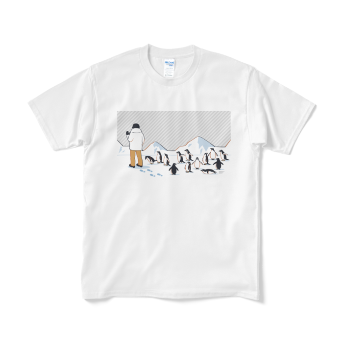 Tシャツ短納期　灰色×白色　M