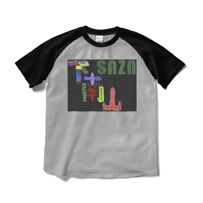 ラグランTシャツ - M - 杢グレー×ブラック