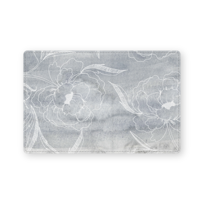 全４種類 水彩花柄グレーのシックなレザー製名刺入れ Snorkmaiden S Booth