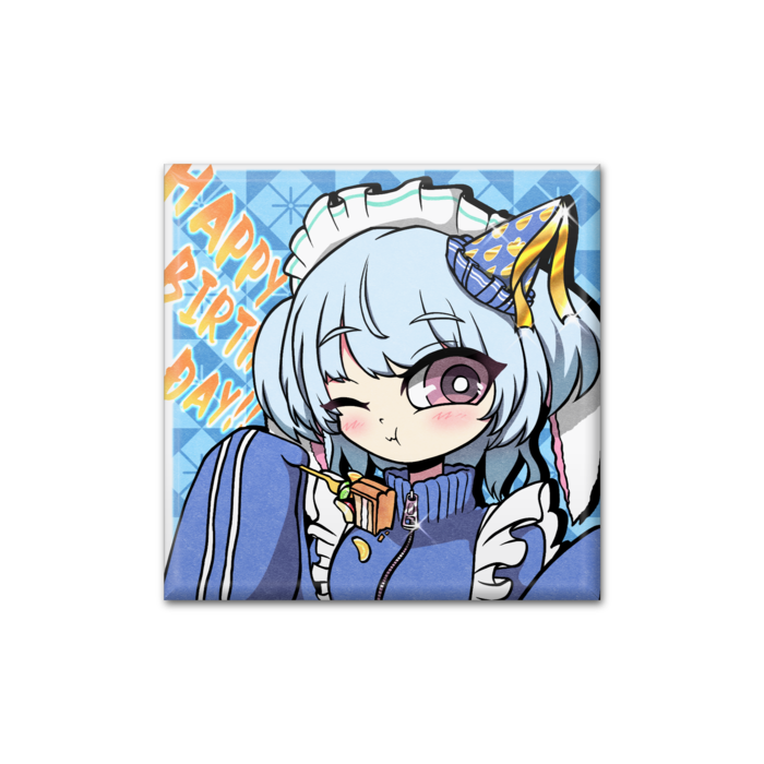 生誕イラスト　缶バッジ(四角形) Ver. - 40 (mm)