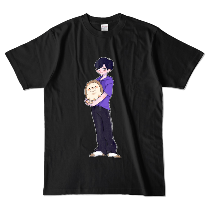 カラーTシャツ - L - ブラック (濃色)(正面プリント)