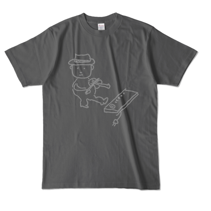 Tシャツ - L - チャコール (濃色)-キャラ大