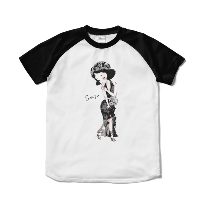 ラグランTシャツ - S - ホワイト×ブラック