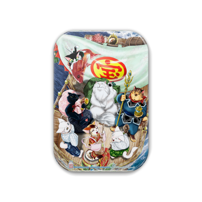 缶バッチ51 x76-七福猫-海