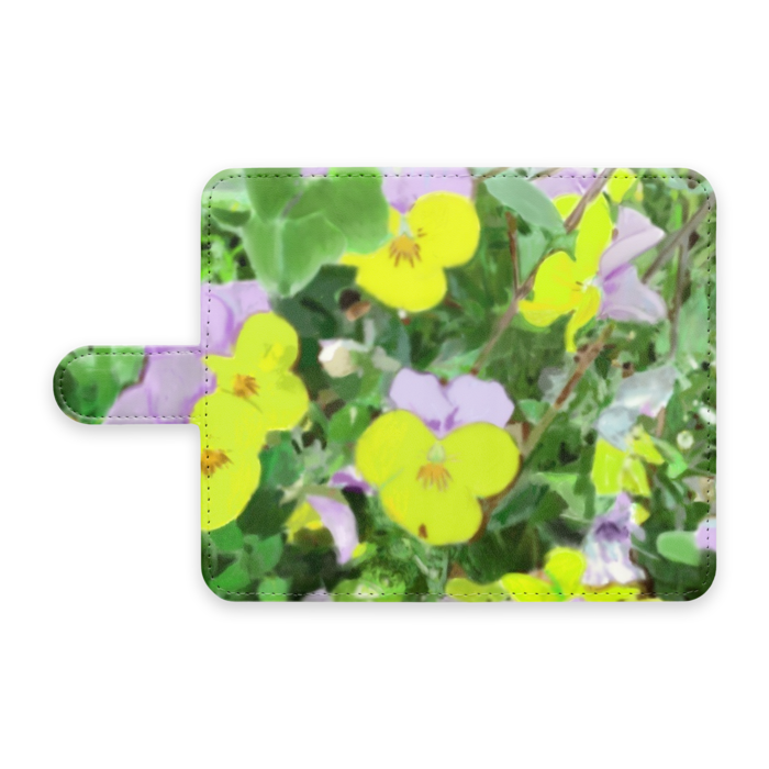 パンジー 紫と黄色 の手帳型androidケース S ストラップ穴 なし Hiroboab Booth