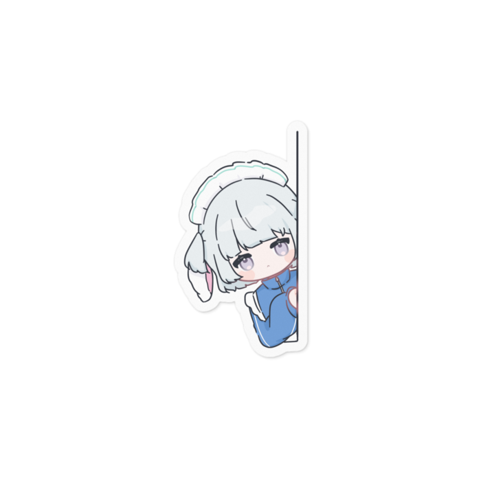 SDイラスト(ちらっ)　ステッカー(ホワイト) Ver. - 100 x 100(mm)