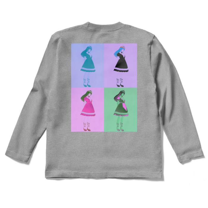 灰ロングスリーブTシャツ - S - (紫模様)